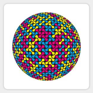 CMYK Metaballs Pattern Sphere Magnet